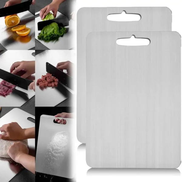 304 Stainless Steel Cutting Board with Handle – Hygienic Dual-Sided Prep Board