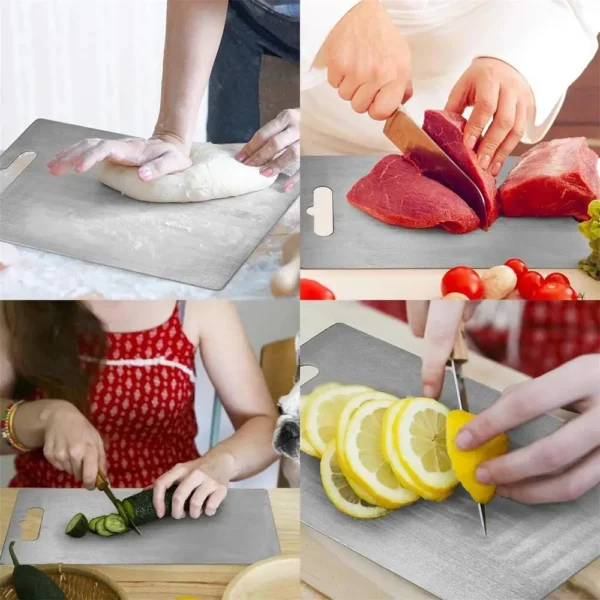 304 Stainless Steel Cutting Board with Handle – Hygienic Dual-Sided Prep Board