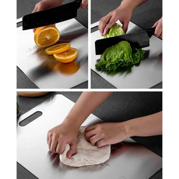 304 Stainless Steel Cutting Board with Handle – Hygienic Dual-Sided Prep Board