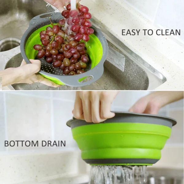2-Piece Collapsible Silicone Kitchen Colander Set