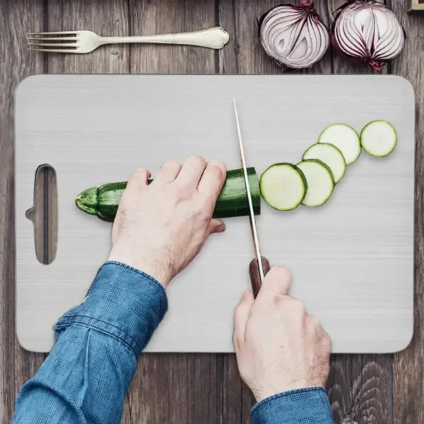 304 Stainless Steel Cutting Board with Handle – Hygienic Dual-Sided Prep Board