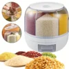 360° Rotating 6-Grid Food Dispenser - Airtight Grain & Cereal Storage Container