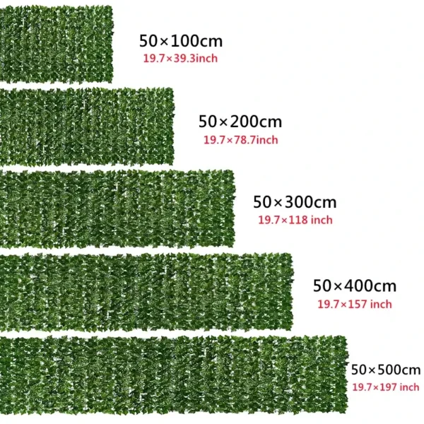 2 Artificial Ivy Leaf Privacy Screen Roll - Dense Faux Garden Hedge & Balcony Fence Decoration