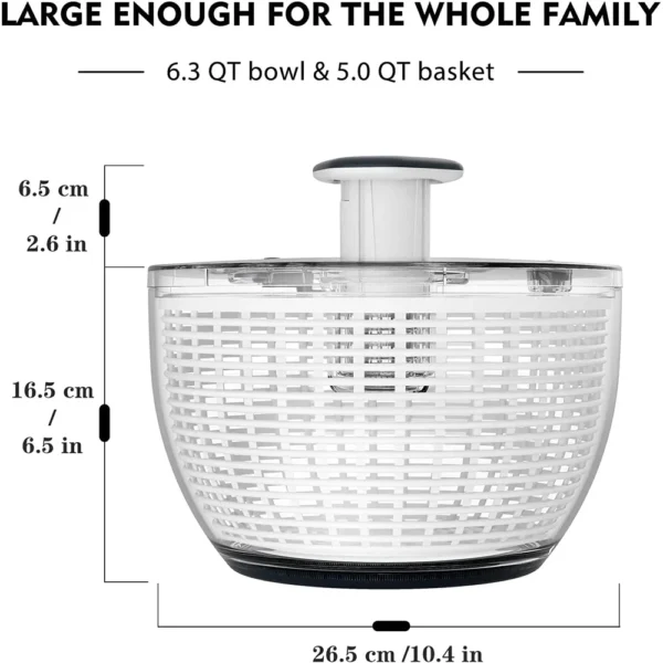 2 6.3 QT Large Salad Spinner | One-Push Easy Lettuce Dryer & Washer
