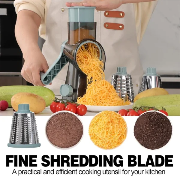3-in-1 Rotary Cheese Grater & Vegetable Slicer | Hand Crank Mandoline
