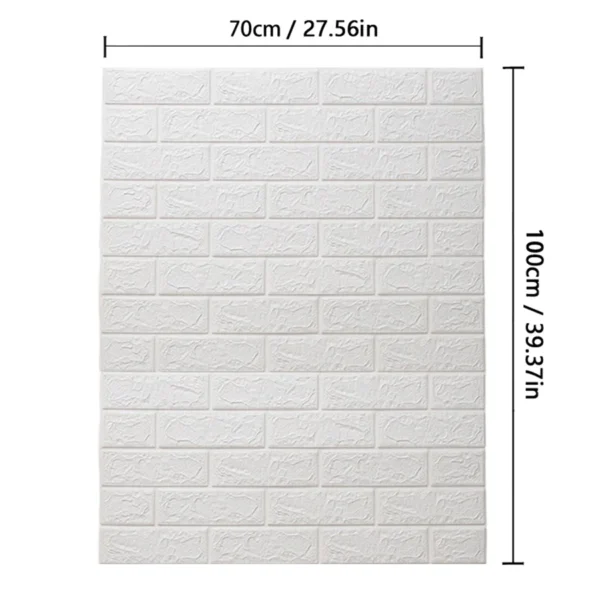 3D Self-Adhesive Brick Wall Roll - Waterproof Peel and Stick Foam Wallpaper