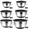 6-Piece Stainless Steel Mixing Bowls Set with Lids & Non-Slip Bases