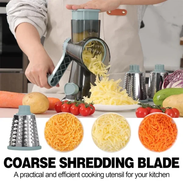 3-in-1 Rotary Cheese Grater & Vegetable Slicer | Hand Crank Mandoline