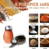 360° Rotating Spice Rack Organizer with Glass Jars