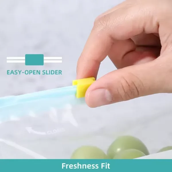 4 Reusable Stand-Up Slider Storage Bags - Leakproof Freezer & Food Organizer Pouches