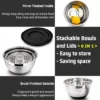 6-Piece Stainless Steel Mixing Bowls Set with Lids & Non-Slip Bases