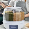 360° Rotating 6-Grid Food Dispenser - Airtight Grain & Cereal Storage Container