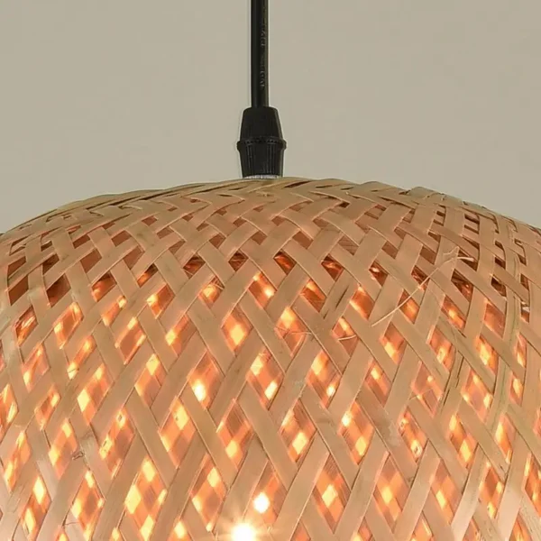 Hand-Woven Bamboo Pendant Light - Natural Rattan Chandelier Shade for Dining & Living Room