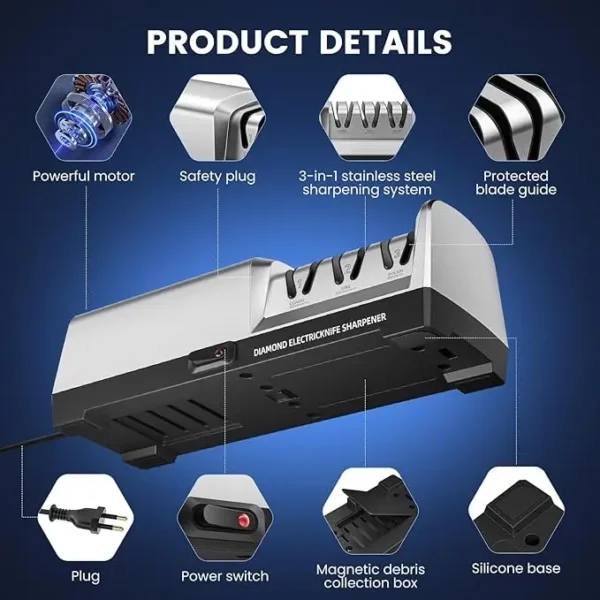 3-Stage Professional Electric Diamond Knife Sharpener