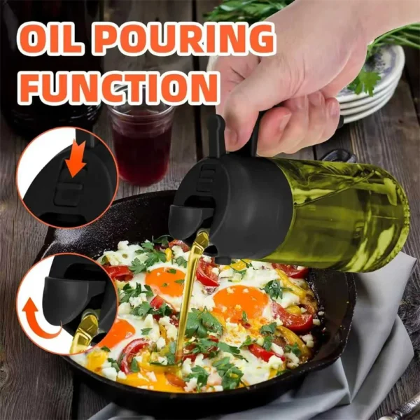 5 Premium 2-in-1 Glass Oil Sprayer & Dispenser | 470ml Cooking Oil Bottle