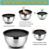 6-Piece Stainless Steel Mixing Bowls Set with Lids & Non-Slip Bases