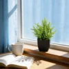 Artificial Mini Eucalyptus Potted Plant - Faux Greenery in Sleek Black Planter for Home & Office Decor