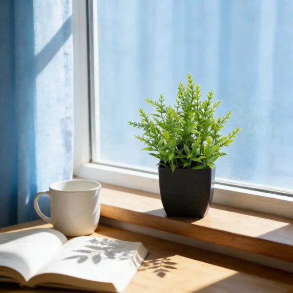 Artificial Mini Eucalyptus Potted Plant - Faux Greenery in Sleek Black Planter for Home & Office Decor