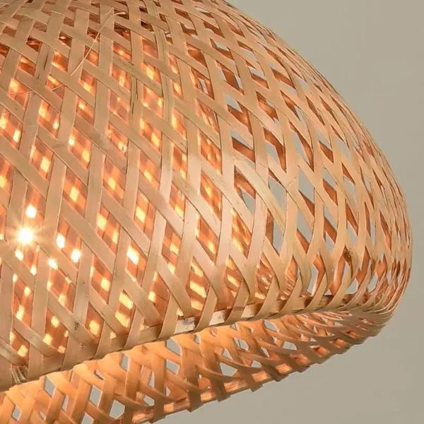 Hand-Woven Bamboo Pendant Light - Natural Rattan Chandelier Shade for Dining & Living Room