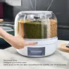 360° Rotating 6-Grid Food Dispenser - Airtight Grain & Cereal Storage Container