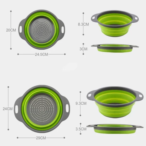 2-Piece Collapsible Silicone Kitchen Colander Set