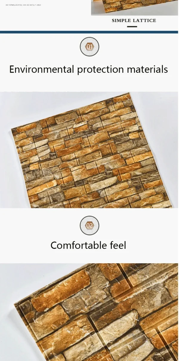 3D Self-Adhesive Brick Wall Roll - Waterproof Peel and Stick Foam Wallpaper