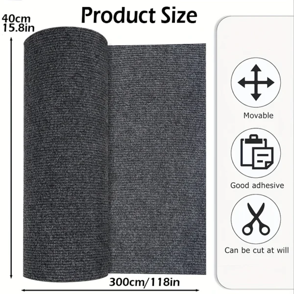 6 Self-Adhesive Water-Absorbent Runner Rug - Cut-to-Fit Peel & Stick Carpet for Kitchen & Bathroom Floors