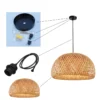 Hand-Woven Bamboo Pendant Light - Natural Rattan Chandelier Shade for Dining & Living Room