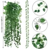 Artificial Ivy Leaf Garland Pack - Realistic Green Hanging Vine Plants for Wall, Garden, & Event Decor
