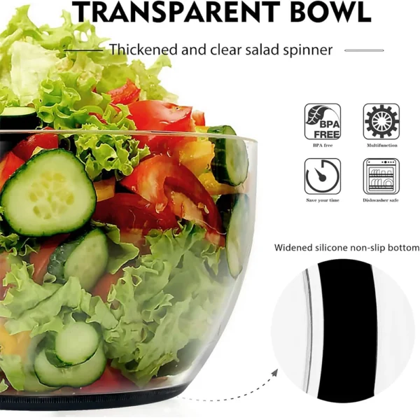 6 6.3 QT Large Salad Spinner | One-Push Easy Lettuce Dryer & Washer
