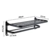 7 Matte Black Foldable Towel Rack with Hooks - Wall-Mounted Aluminum Bathroom Shelf Holder