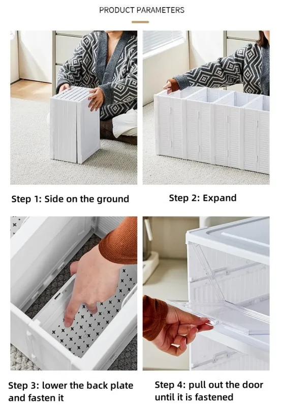Foldable Stackable Shoe Storage Cabinet - Clear Door Organizer Rack for Closet & Entryway