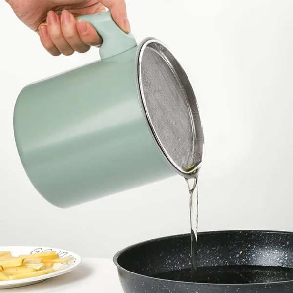Premium Bacon Grease Container with Strainer - 1.4L Stainless Steel Cooking Oil Storage Pot