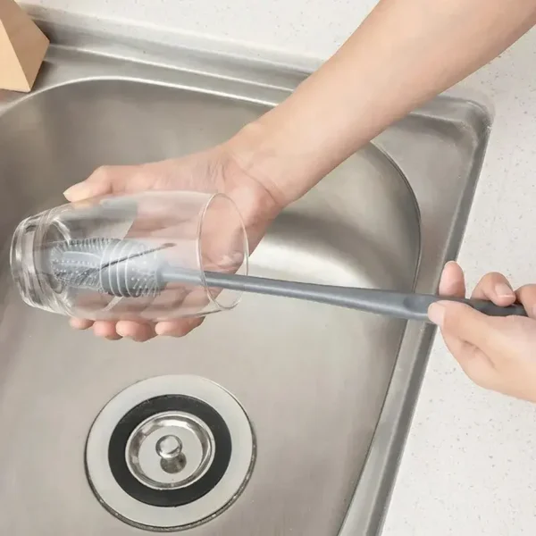 Long Handle Silicone Bottle Brush | Scratch-Free Water Bottle & Cup Scrubber