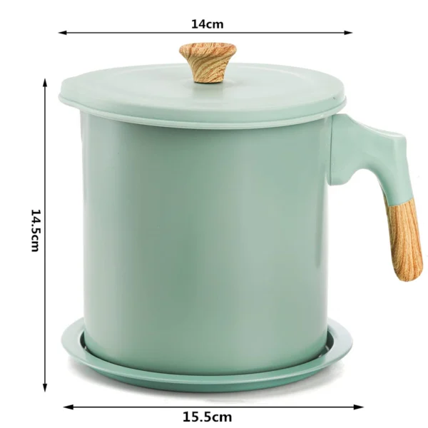 Premium Bacon Grease Container with Strainer - 1.4L Stainless Steel Cooking Oil Storage Pot