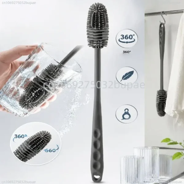 Long Handle Silicone Bottle Brush | Scratch-Free Water Bottle & Cup Scrubber