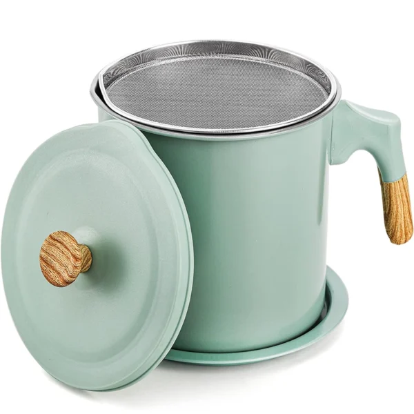 Premium Bacon Grease Container with Strainer - 1.4L Stainless Steel Cooking Oil Storage Pot