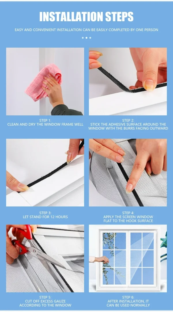 DIY Adjustable Window Insect Screen – Self-Adhesive Mesh Mosquito Net for Home & Garden