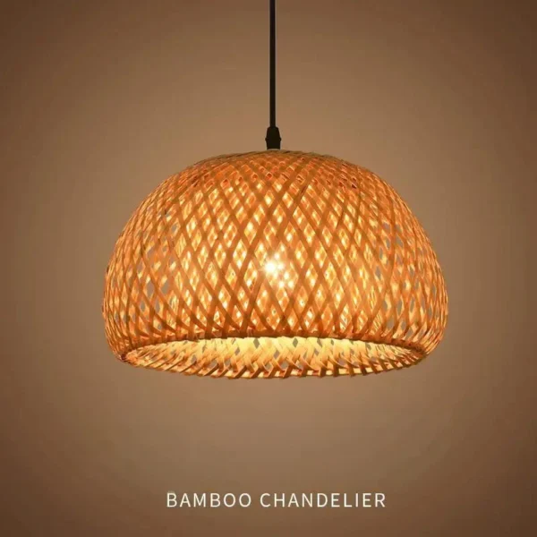 Hand-Woven Bamboo Pendant Light - Natural Rattan Chandelier Shade for Dining & Living Room