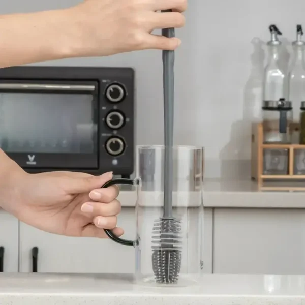 Long Handle Silicone Bottle Brush | Scratch-Free Water Bottle & Cup Scrubber