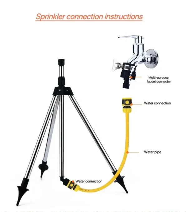 360° Rotating Garden Sprinkler | Stainless Steel Telescoping Tripod Irrigation Stand