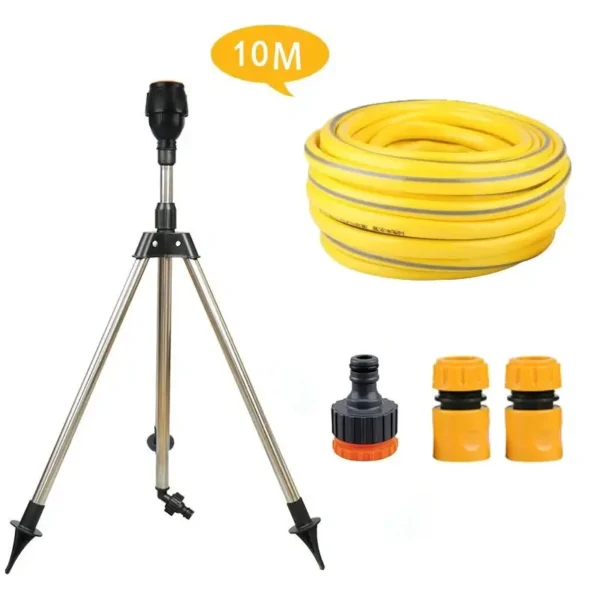 360° Rotating Garden Sprinkler | Stainless Steel Telescoping Tripod Irrigation Stand