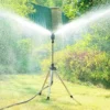 360° Rotating Garden Sprinkler | Stainless Steel Telescoping Tripod Irrigation Stand