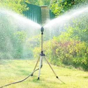 4 360° Rotating Garden Sprinkler | Stainless Steel Telescoping Tripod Irrigation Stand